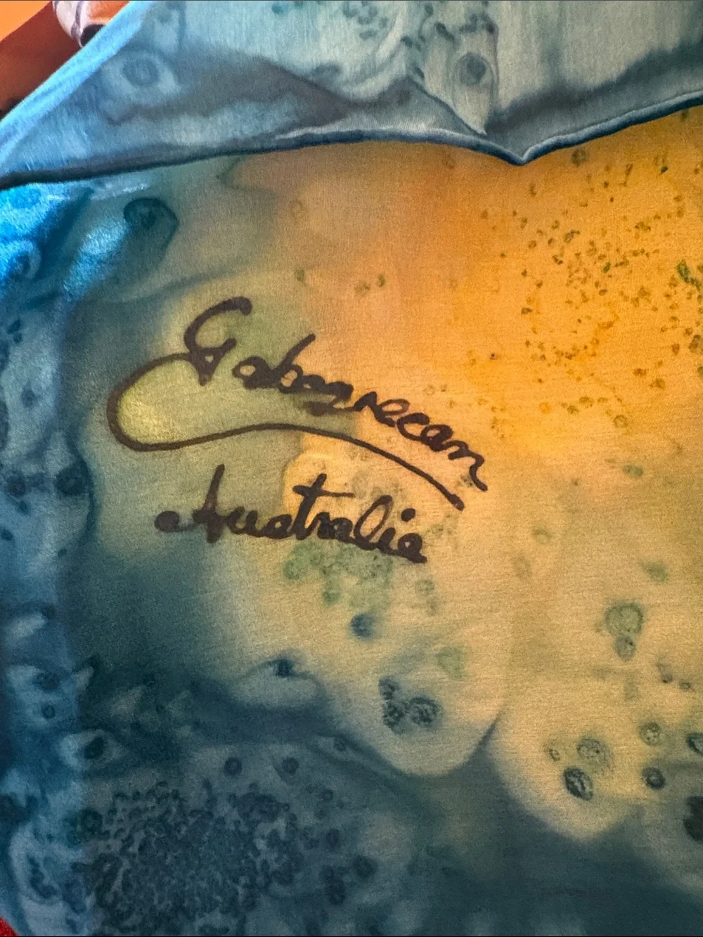 Vintage silk hand painted scarf by Australian Artist Gaborvecan